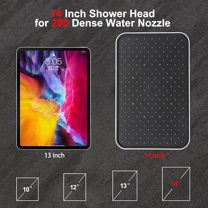 14‘’Large High Pressure Filtered Shower Head Combo-9 Spray Modes Handheld Showerhead with Filters,Dual Shower Heads ，70" Anti-Kink Hose ，11" Adjustable Extension Arm for couple Bathroom