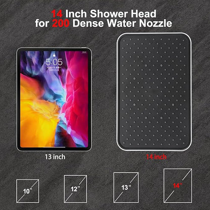 14‘’Large High Pressure Filtered Shower Head Combo-9 Spray Modes Handheld Showerhead with Filters,Dual Shower Heads ，70" Anti-Kink Hose ，11" Adjustable Extension Arm for couple Bathroom