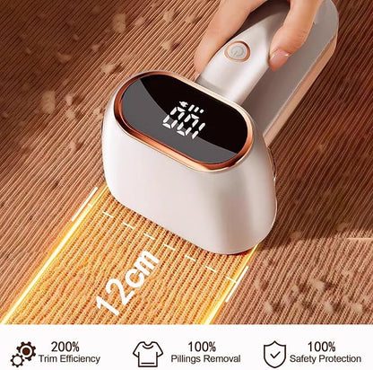 Dual-Head Fabric Shaver and Lint Remover, Rechargeable Sweater Shaver with LED Display, 6 Stainless Steel Blades & 3 Speed Lint Shaver, Electric Defuzzer for Clothes, Pills, Couch, Furniture