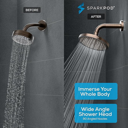 SparkPod Shower Head - High Pressure Rain - Premium Quality Luxury Design - Easy Clean Adjustable Replacement for Your Bathroom Shower Heads (Vintage Oil Rubbed Bronze, 8 Inch Round)