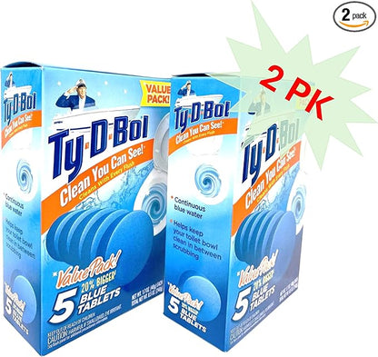 Ty D BOL Toilet Cleaning Tablets with Continuous Blue Spruce Scent keeps Toilets Smelling fresh and clean 10 tabs (2-5 Count Packs) (Blue Spruce)