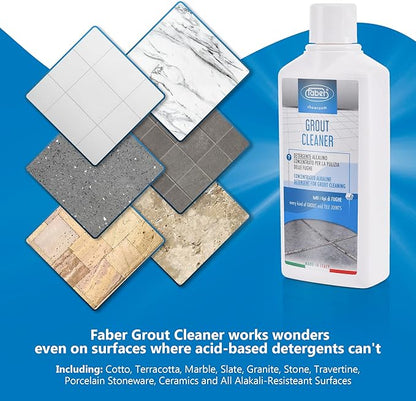 FABER Grout Cleaner, Heavy Duty Grout Cleaner for Every Kind Grout and Tile Joints - Friendly and Safe Cleaner - Removes/Deep Cleans Dirt, Grease, & Grime - Safe for All Alkali-Resistant Surfaces