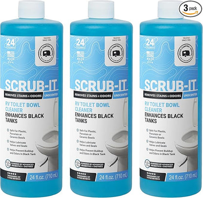 Unique Scrub-It RV Toilet Bowl Cleaner Liquid – Removes Stains, Odors & Debris, Safe RV Toilet Cleaner for RV & Marine Toilets, 24 oz, 3-Pack