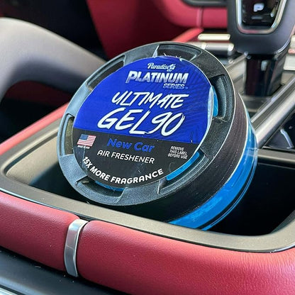 Paradise Air Platinum Series Ultimate Gel 90 Air Freshener, Net Weight 30g (4 Pack, New Car)