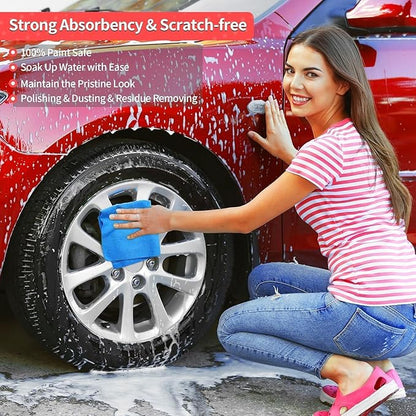 HOMERHYME Microfiber Cleaning Cloth, 200 Pack Blue Cleaning Rags Microfiber Towel Bulk Absorbent Lint-Free Wash Cloths, All-Purpose Towels for Cars, Shop, Automotive, Garage, Home & Kitchen