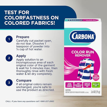 Carbona® Color Run Remover | Powerful Color Bleed Eliminator | Fixes Color Run Accidents | 2.6 Oz, 1 Pack