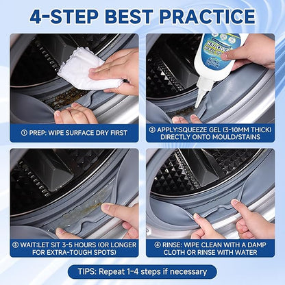 Tough Stain Remover Gel - Washing Machine Cleaner for Front Load Washer Seals, Bathroom Showers & Tile Grouts, Thick No-Drip Formula, Non-Toxic, 8 fl oz (Pack of 1)