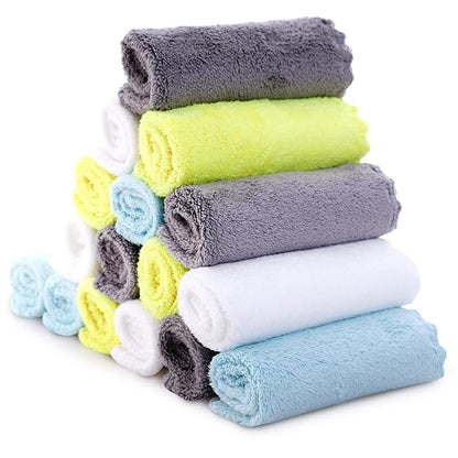 Cute Castle Ultra-Soft Baby Washcloths, 16 Pack - 9" by 9", Gentle on Sensitive Skin for Face and Body, Plush, Super Absorbent Wash Clothes for Girls and Boys