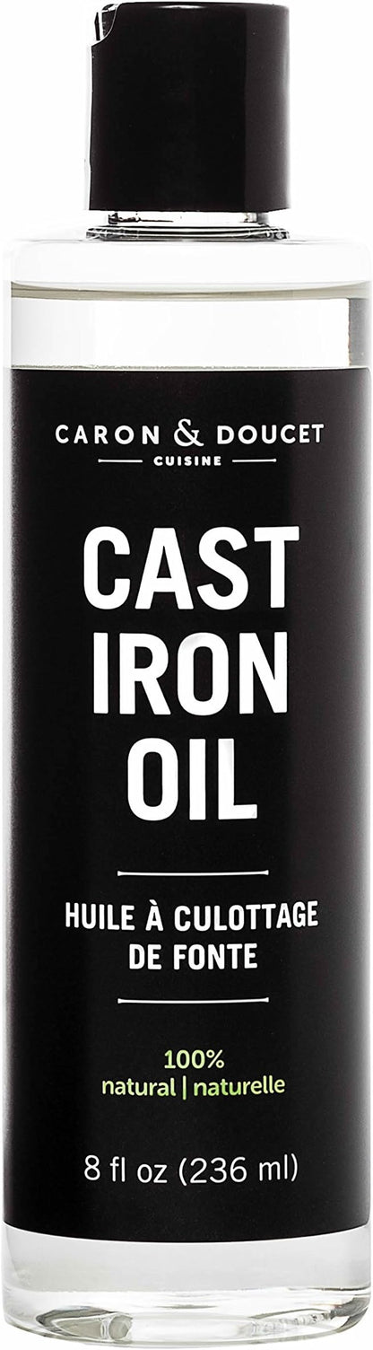 CARON & DOUCET - Cast Iron Seasoning & Cleaning Oil | 100% Plant-Based & Food Grade! | Best for Seasoning, Restoring, Curing and Care (8oz)
