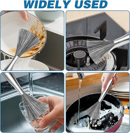 2Pcs 304 Stainless Steel Pot Brushes, Stainless Steel Scrubber Tools Metal Cleaning Products Easy to Clean Suitable for Removing Kitchen Stains Gifts for Mom