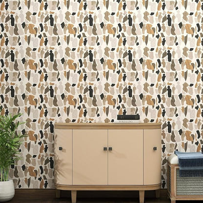 Kitico Modern Peel and Stick Wallpaper, Geometric Self Adhesive Wallpaper, Removable Vinyl Wall Paper for Bedroom Living Room Apartment Wall Decor 17.3"x80".
