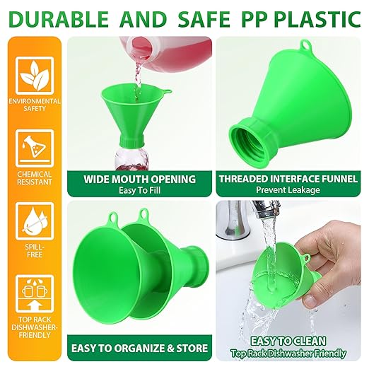 Threaded Funnel Easy Fill Funnel, Twist On Empty Spray Bottle Refill Adapter Fit for Various Size Bottles Home, Car Detailing Cleaning Supply, 30% Vinegar, Kitchen, Bath, Essential Oils (24mm)