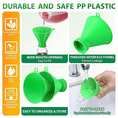 Threaded Funnel Easy Fill Funnel, Twist On Empty Spray Bottle Refill Adapter Fit for Various Size Bottles Home, Car Detailing Cleaning Supply, 30% Vinegar, Kitchen, Bath, Essential Oils (24mm)