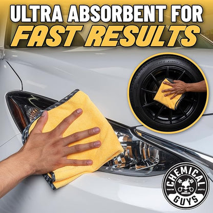 Chemical Guys Professional Grade Premium Microfiber Towels for Cars, Gold, 16" x 16", Ultra-Soft and Scratch-Free Car Detailing Cloths for Trucks, Motorcycles, and More - 3 Pack