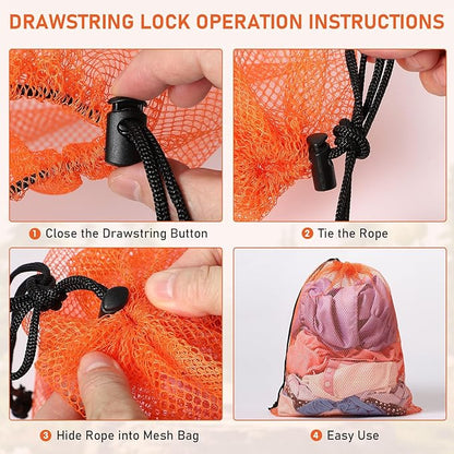 Mesh Bag Drawstring Mesh Bag Multicolor Nylon Bag Small Gym Bag Travel Beach Bag Locking Closure Storage Bag For College, Gym, Yoga, Sport