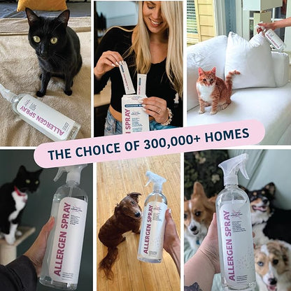 Allergen Spray, Pets, Dust Allergies & More, Air & Surface Control, Just Add Water, Bottle Plus Two Refills, Over 100oz Total