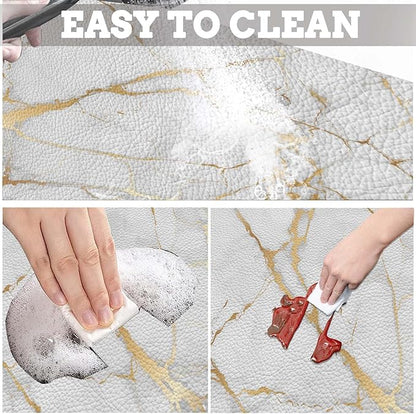 MCALK Marble White Dish Drying Mat for Kitchen Counter, Gold Dish Drying Pad with Anti-Slip Rubber Base, Absorbent Kitchen Sink Mat with Modern Art Decor (1 pc 18" x 16")