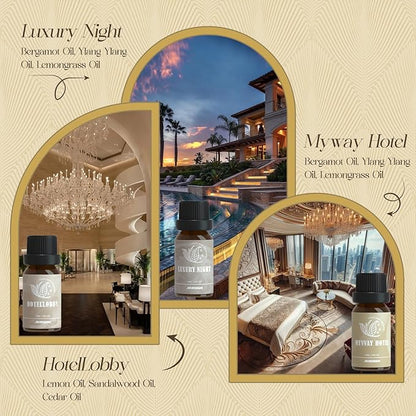 ARVIDSSON Hotel Diffuser Oils Gift Set, Hotel Scent Essential Oils for Diffuser, Luxury Fragrance Oil Blend - Jasmine & Mint, White Tea, Citrus Bliss, M-Way, Fancy Lobby, Gift for Women and Men