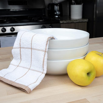 Arkwright Kitchen Tea Towels - (Pack of 12) Soft, 100% Cotton Terry Dishcloths, Highly Absorbent & Quick Dry, Hand Washcloths for Washing, Drying, and Cleaning, 15 x 25 in, Tan