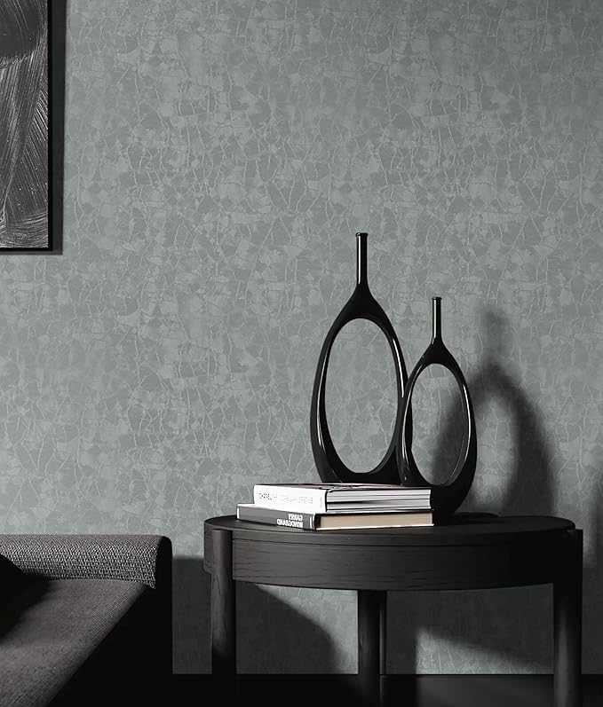 Yasinet Peel and Stick Wallpaper Removable Wallpaper Modern Grey-Green Embossed Thicken Self Adhesive Textured Contact Paper for Cabinets Walls Waterproof Vinyl Roll 393.7"x 15.7"