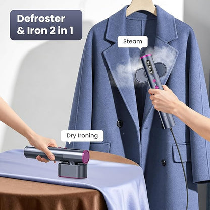 Travel Steamer for Clothes,100-220V Portable Iron,15s Heat Up,Steamer ＆ Iron 2 In 1, Travel Size,Large Ceramic Heat Panel