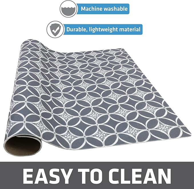 Drymate Jumbo XL Dish Drying Mat (19”x24”), Low-Profile, Super Absorbent, Quick Dry Fabric, Waterproof & Slip-Resistant, for Kitchen Counter, Trimmable, Easy to Clean (USA Made)(Indigo Grey)