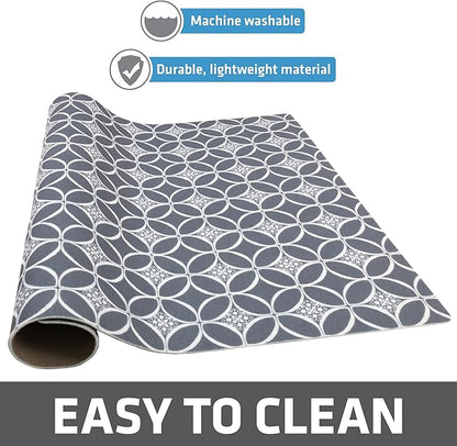 Drymate Jumbo XL Dish Drying Mat (19”x24”), Low-Profile, Super Absorbent, Quick Dry Fabric, Waterproof & Slip-Resistant, for Kitchen Counter, Trimmable, Easy to Clean (USA Made)(Indigo Grey)