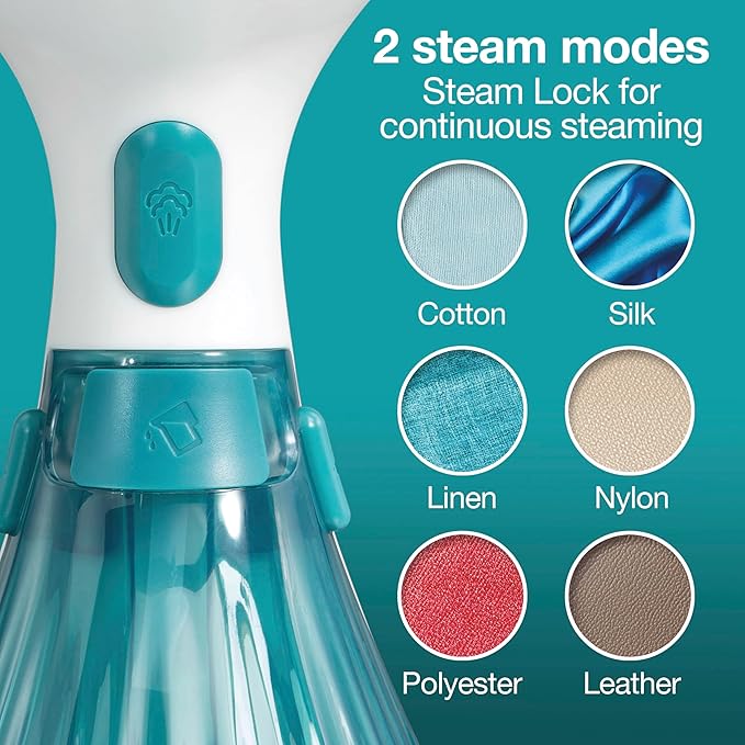 Proctor Silex Dual Mode Handheld Garment Steamer for Clothes, Ready in 25 Seconds for 15 Minutes of Continuous Use, Portable and Lightweight, Vacation Essentials, 1200 Watts, 300 ml Water Tank, Blue