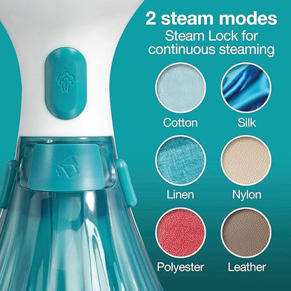 Proctor Silex Dual Mode Handheld Garment Steamer for Clothes, Ready in 25 Seconds for 15 Minutes of Continuous Use, Portable and Lightweight, Vacation Essentials, 1200 Watts, 300 ml Water Tank, Blue
