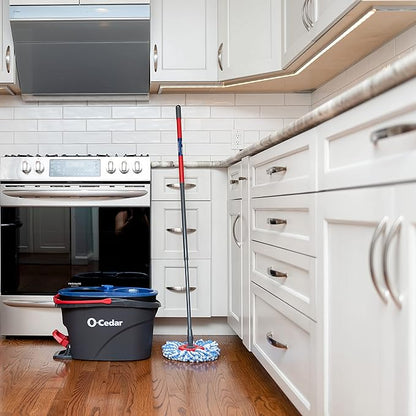 O-Cedar RinseClean Spin Mop & Bucket System + 2 Extra Mop Heads| Clean with Water | Removes 99% of Bacteria