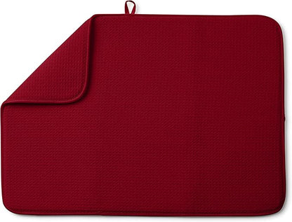 Bellemain XL Dish Mat 24" x 17" ( LARGEST MAT ) Microfiber Dish Drying Mat , Super absorbent ( Red )