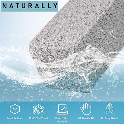 ddLUCK 4 Pack Pumice Cleaning Stone with Handle, Toilet Bowl Cleaner Toilet Brush with Non-Slip Long Plastic Handle for Kitchen/Bath/Pool/Household Cleaning