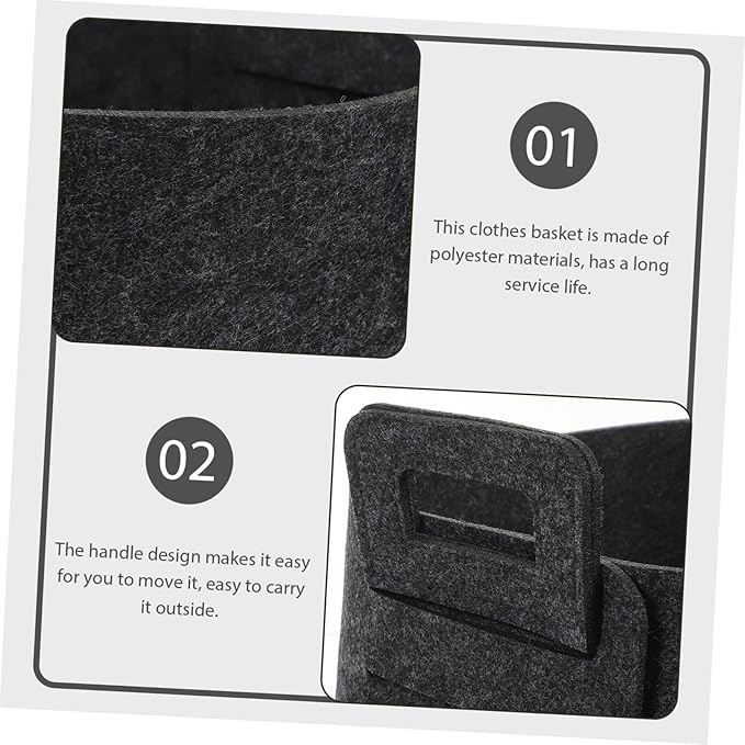 Healifty Foldable Laundry Basket Hamper for Clothes and Organizer Portable Storage Bin for Home and Outdoor Use Space Saving Collapsible Hamper with Sturdy Felt Material Grey