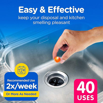 COMPAC HOME Plink Garbage Disposal Cleaner and Deodorizer, Air Fresheners for Garbage Disposal, Orange Scent, Home Cleaning Products for Kitchen Sink and Clogged Drains, Pack of 2-40 Count Total