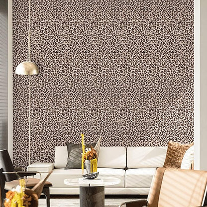 Ismoon 17.5''x236'' Leopard Wallpaper Cheetah Print Peel and Stick Wallpaper y2k Room Decor Funky Contact Paper Bathroom Waterproof Bedroom Brown Yellow Self Adhesive Vintage Texture Vinyl Roll