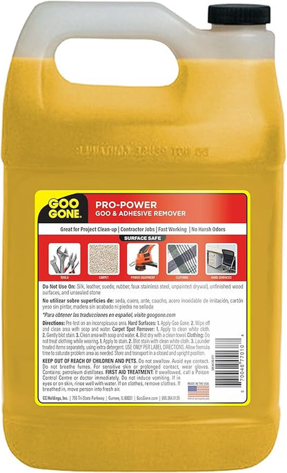 Goo Gone Pro-Power - Professional Strength Adhesive Remover - Orange, 128 Fl.Oz
