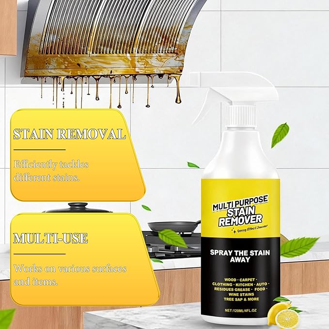 Multi-Purpose Stain Remover, A Powerful Cleaner, Kitchen Multi-Purpose Foam Cleaner Spray For Kitchens Floors Toilets And Cars (120ml)