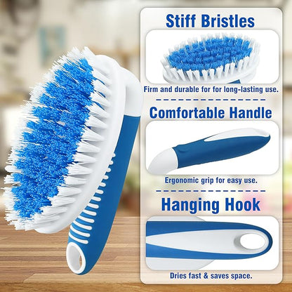 PHYEX Scrub Brush, 2 Pack Household Cleaning Brushes with Stiff Bristles, Scrubbing Brush for Carpet, Shower, Bathtub, Kitchen, Pool Tile, Bathroom Scrubber, Small
