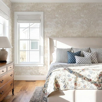 Ismoon Vintage Wallpaper Peel and Stick Beige Neutral Wallpaper 17.3in x16.4ft Forest Animals Contact Paper for Bedroom Thicken Waterproof Self-Adhesive Wall Paper Removable Renter Friendly Vinyl