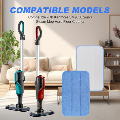 8 Pack SM2050 Replacement Steam Mop Pads Compatible with Kenmore SM2050 2-in-1 Steam Mop Hard Floor Cleaner, Reusable & Washable Microfiber Cleaning Pads floor cleaning, Replaces Pad Model: KP1010