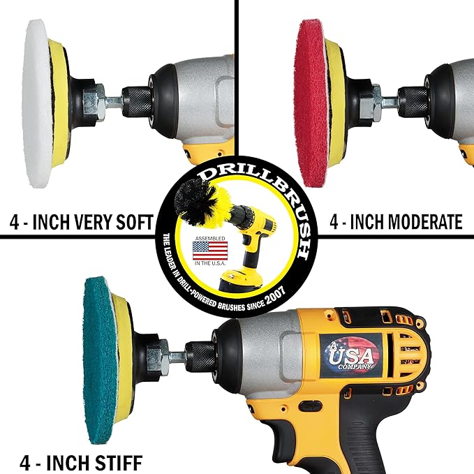 All Purpose Scrub Pads - Six Pack of Cleaning Pads - Bathroom Cleaner - Auto Detailing - Stove Top - Drill Accessories Pads for Deep Clean - Shower Scrubber - Glass Cleaner - Tub Stain Remover
