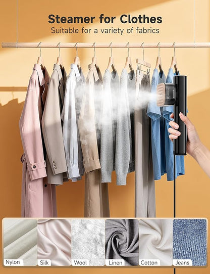 Travel Steamer for Clothes, Portable Handheld Design, Clothing Wrinkles Remover, Strong Penetrating Steam, 1200W Powerful 2 In 1 Steamer & Iron, 100ml Big Capacity, Home, Office, Travel