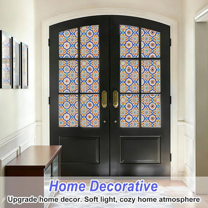 Frosted Glass Window Film, Heat Insulation, UV Block, Anti-Glare, One Way Privacy Tint, Static Cling for Home Bathroom Door, Renter Friendly, Day & Night Privacy