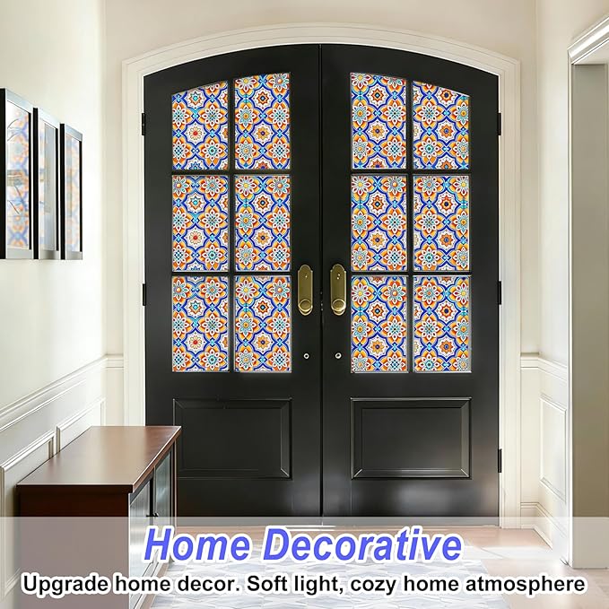 Frosted Glass Window Film, Heat Insulation, UV Block, Anti-Glare, One Way Privacy Tint, Static Cling for Home Bathroom Door, Renter Friendly, Day & Night Privacy