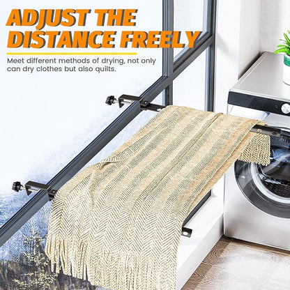 Clamp-on Clothes Drying Rack, No-Drill Foldable Laundry Drying Rack Clothing Wall Mounted, Indoor Outdoor Strong Load-Bearing Steel Laundry Hanger Dryer Rack for Balcony Window, 1 Pack