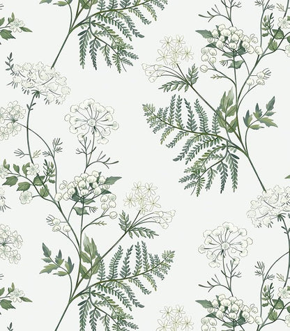 Timeet Peel and Stick Wallpaper Boho Green White Floral Leaf Contact Paper 16.14"x118.11" Flower Wallpaper Removable Self Adhesive Wall Paper for Walls Covering Vinyl Roll