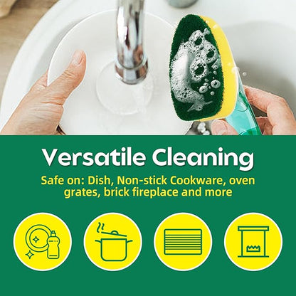Non Scratch Dishwand Refills 6 Pack, Non-Scratch Replacement Sponge Heads for Dish Wand, Scratch-Free Dishwashing Soap Dispensing Refills, Gentle Scrubber Pads for Kitchen Dishes Sink Cleaning