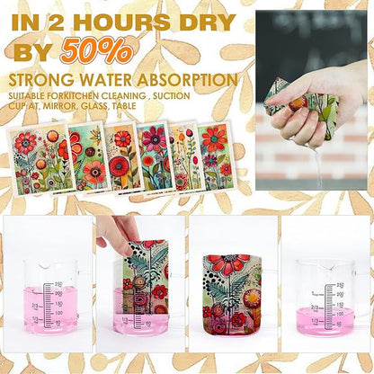 Morigins 6-Piece Spring Flowers Dishcloth Set - Fast-Drying, Absorbent Kitchen Towels