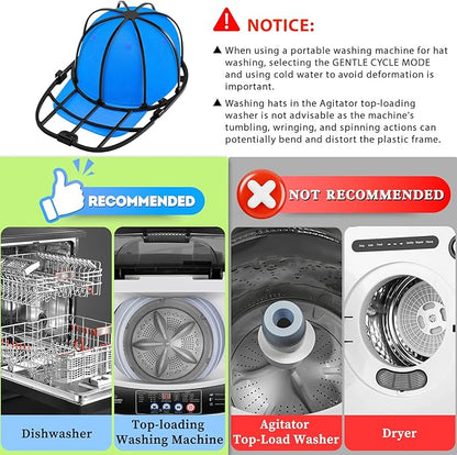 Eiito Hat Washer Cage,Hat Washer for Washing Machine and Dishwasher,Baseball Cap Washing Cage,Say Goodbye to Deformed Dirty Hats (Black 2 Pack)