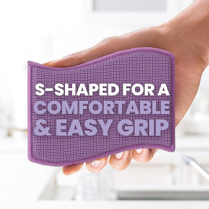 Scotch-Brite Clean & Rinse Non-Scratch Scrub Sponges – Dual-Sided Scrubber with Cloth Side for Wiping, Rinses Clean – 8 Sponges (4 Packs of 2) for Dishes, Countertops, Appliances & More